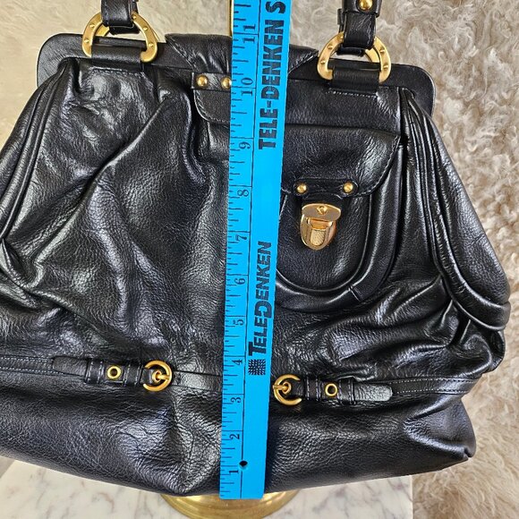 Ellen Tracy Sandalia Purse Black Leather Handbag Bag/ Satchel - Picture 4 of 10